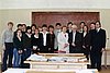 Доц. В.М. Демьянович и доц. С.В. Грюнер со студентами 308 группы после защиты курсовых работ. 29.05.2008 г.